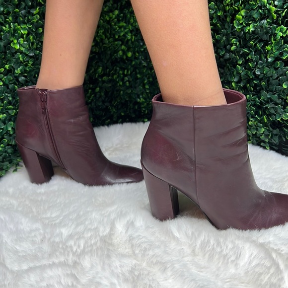 Aldo Leather Ankle Booties Size Eur 6.5 wine color block heel - Picture 6 of 13